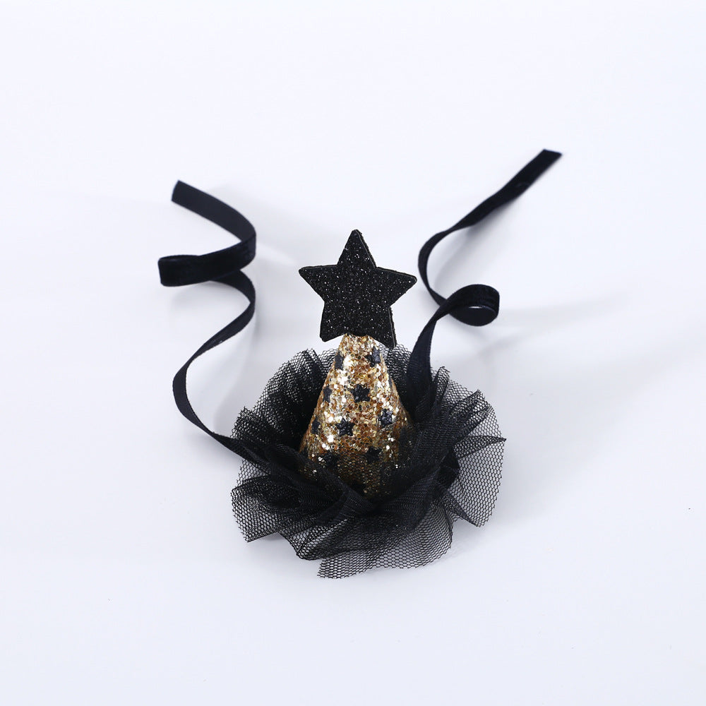 Wholesale Pet Cat Dog Rabbit  Sequins Lace Solid Hat Bat Bow Collar Headwear